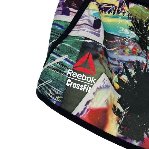 Reebok CrossFit Athletic Shorts Lined Running Photo Collage Avocado Palm Sports - Picture 3 of 7